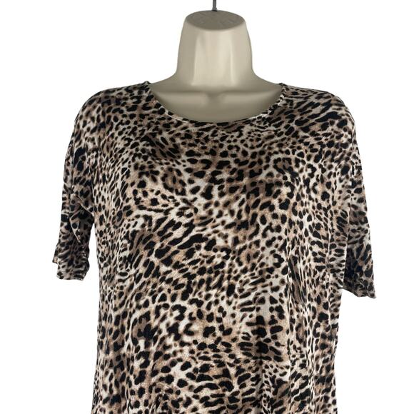 Soma Short Sleeve Animal Printed Soft Jersey Mini Dress Brown Black Size S - Picture 2 of 7